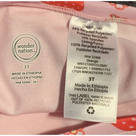 Wonder Nation Girls Strawberry Tankini 2 PC Swimsuit Size 3T Pink - Picture 11 of 13